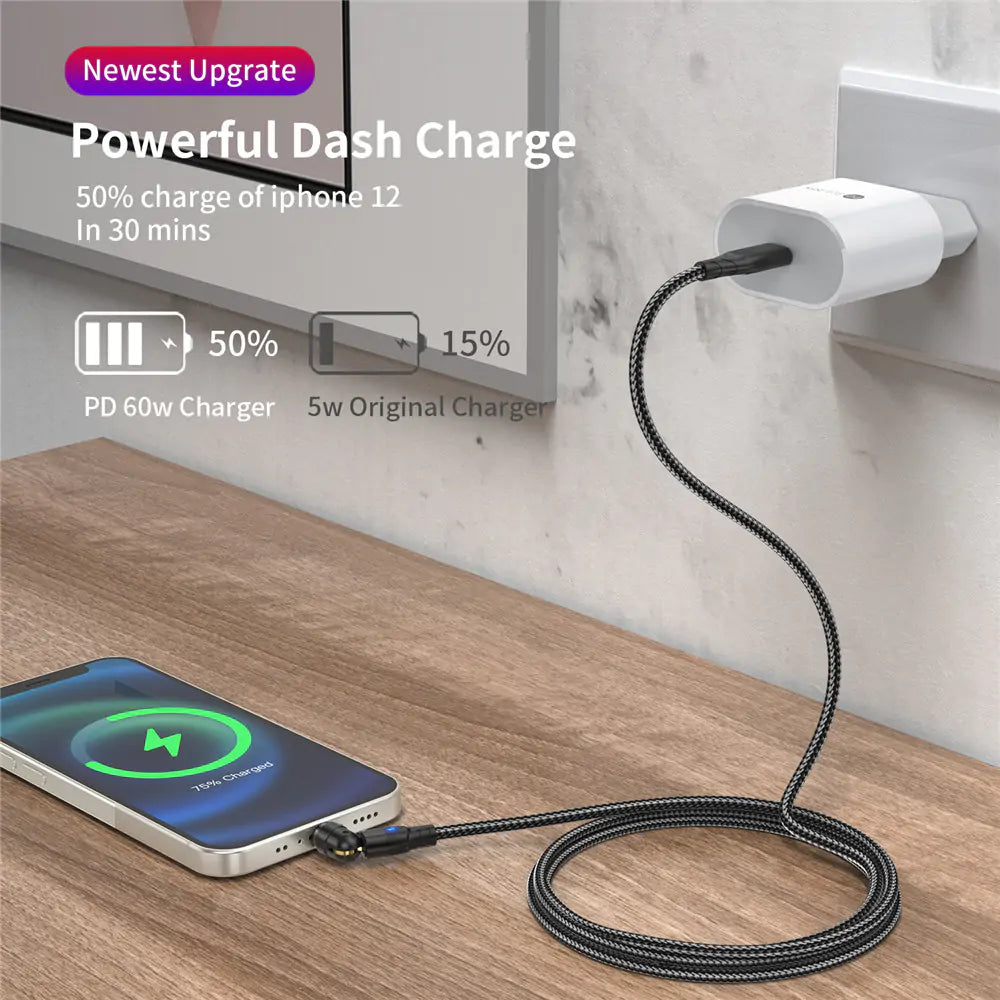MAGNETIC CABLE QUICK CHARGE 4.0 USB/TYPE-C/IPHONE